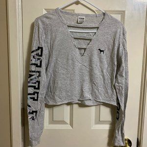 Victoria's Secret PINK Grey Cut Out Crop Long Sleeve